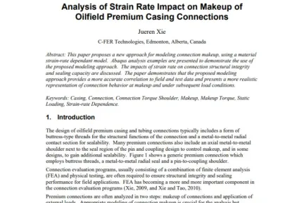 Analysis of Strain Rate Impact on Makeup of Oilfield Premium Casting Connections
