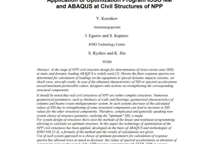 Application of Optimization Program IOSO NM and ABAQUS at Civil Structures of NPP