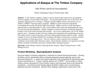 Applications of Abaqus at The Timken Company