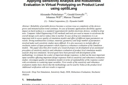 Applying Sensitivity Analysis and Robustness Evaluation in Virtual Prototyping on Product Level using optiSLang