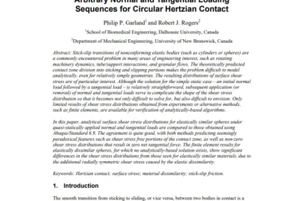 Arbitrary Normal and Tangential Loading Sequences for Circular Hertzian Contact