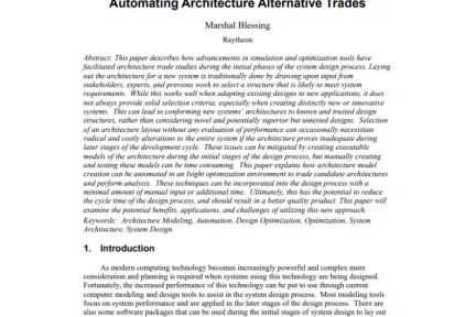 Automating Architecture Alternative Trades