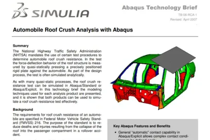 Automobile Roof Crush Analysis with Abaqus