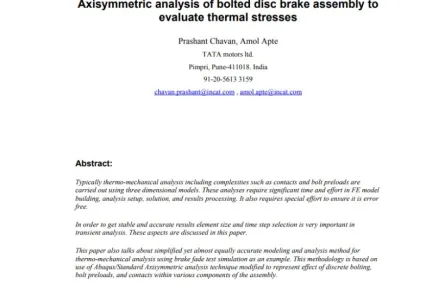 Axisymmetric analysis of bolted disc brake assembly to evaluate thermal stresses