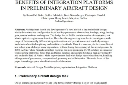 BENEFITS OF INTEGRATION PLATFORMS IN PRELIMINARY AIRCRAFT DESIGN