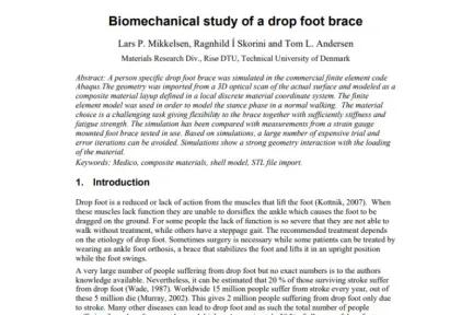 Biomechanical study of a drop foot brace