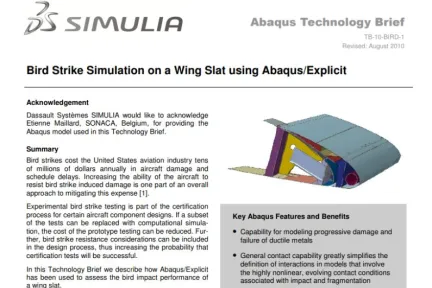 Bird Strike Simulation on a Wing Slat using AbaqusExplicit