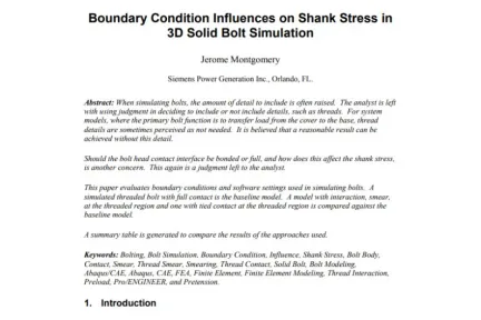 Boundary Condition Influences on Shank Stress in 3D Solid Bolt Simulation