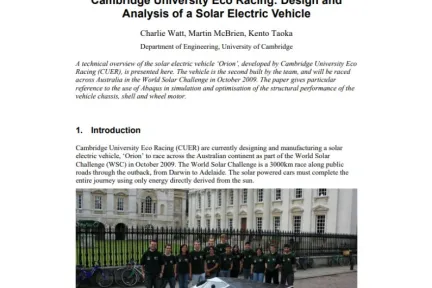 Cambridge University Eco Racing: Design and Analysis of a Solar Electric Vehicle