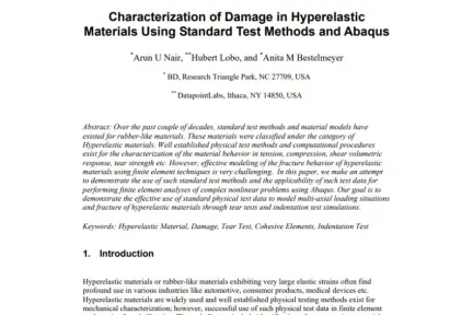 Characterization of Damage in Hyperelastic Materials Using Standard Test Methods and Abaqus