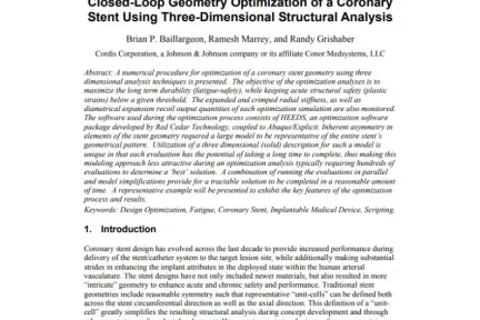 Closed-Loop Geometry Optimization of a Coronary Stent Using Three-Dimensional Structural Analysis