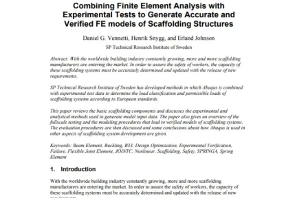Combining Finite Element Analysis with Experimental Tests to Generate Accurate and Verified FE models of Scaffolding Structures