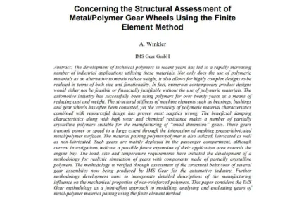 Concerning the Structural Assessment of MetalPolymer Gear Wheels Using the Finite Element Method