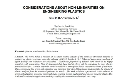 CONSIDERATIONS ABOUT NON-LINEARITIES ON ENGINEERING PLASTICS