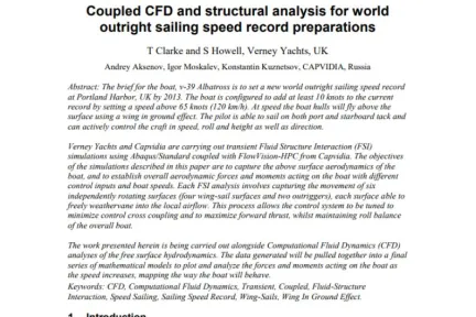 Coupled CFD and structural analysis for world outright sailing speed record preparations