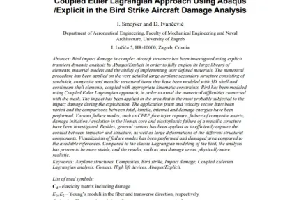Coupled Euler Lagrangian Approach Using Abaqus Explicit in the Bird Strike Aircraft Damage Analysis