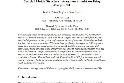 Coupled Fluid Structure Interaction Simulation Using Abaqus CEL
