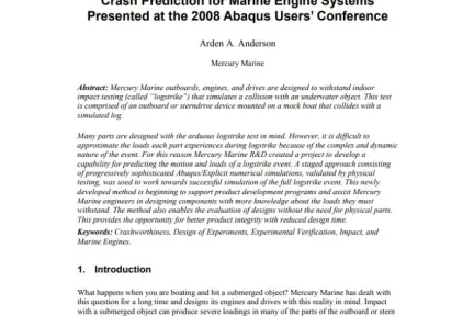 Crash Prediction for Marine Engine Systems Presented at the 2008 Abaqus Users’ Conference