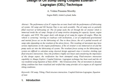 Design of Oil Sump using Coupled Eulerian – Lagragian Technique