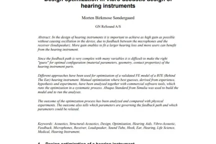 Design optimization in vibro-acoustic design of hearing instruments