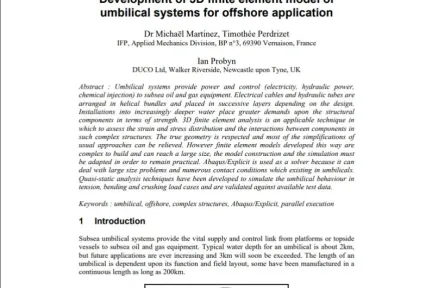 Development of 3D finite element model of umbilical systems for offshore application