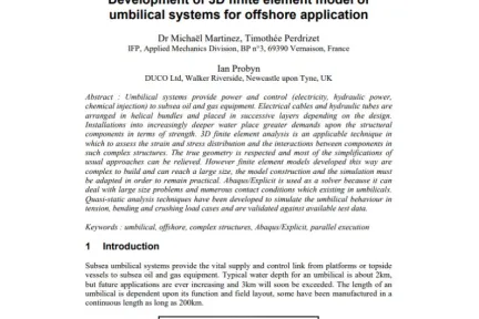 Development of 3D finite element model of umbilical systems for offshore application