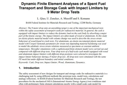 Dynamic Finite Element Analyses of a Spent Fuel Transport and Storage Cask with Impact Limiters by 9 Meter Drop Tests