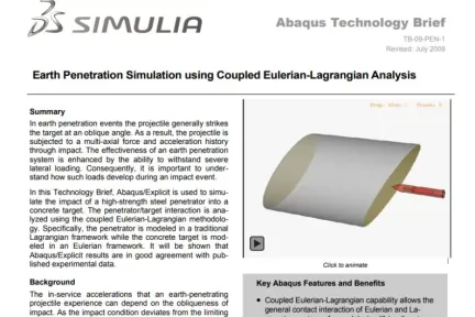 Earth Penetration Simulation using Coupled Eulerian-Lagrangian Analysis