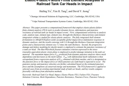 Elastic-Plastic-Failure Finite Element Analyses of Railroad Tank Car Heads in Impact