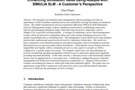 Enhancing Simulation Value using Abaqus with SIMULIA SLM - A Customer’s Perspective