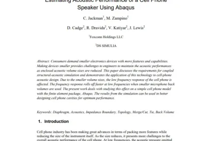 Estimating Acoustic Performance of a Cell Phone Speaker Using Abaqus