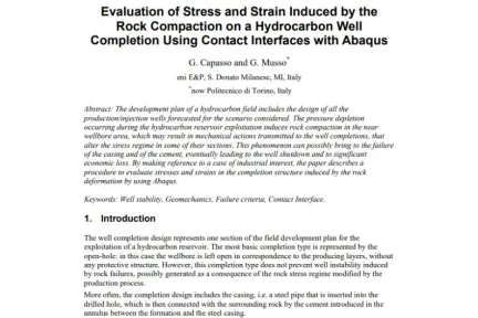 Evaluation of Stress and Strain Induced by the Rock Compaction on a Hydrocarbon Well Completion Using Contact Interfaces with Abaqus