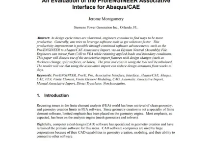 An Evaluation of the Pro/ENGINEER Associative Interface for Abaqus/CAE