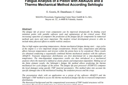Fatigue Analysis of a Piston with ABAQUS and a Thermo Mechanical Method According Sehitoglu