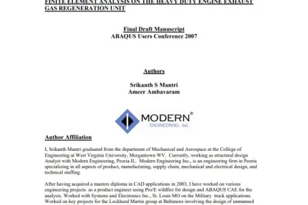 FINITE ELEMENT ANALYSIS ON THE HEAVY DUTY ENGINE EXHAUST GAS REGENERATION UNIT