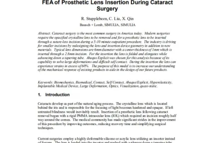 FEA of Prosthetic Lens Insertion During Cataract Surgery