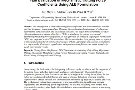 FEM Evaluation of Mechanistic Cutting Force Coefficients Using ALE Formulation