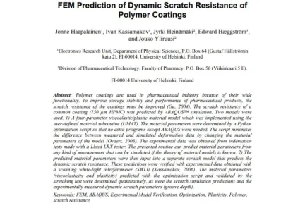 FEM Prediction of Dynamic Scratch Resistance of Polymer Coatings