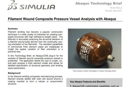Filament Wound Composite Pressure Vessel Analysis with Abaqus