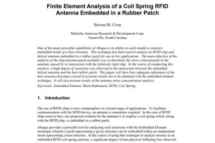 Finite Element Analysis of a Coil Spring RFID Antenna Embedded in a Rubber Patch
