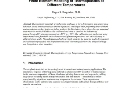 Finite Element Modeling of Thermoplastics at Different Temperatures