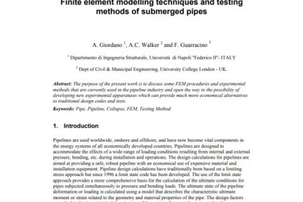 Finite element modelling techniques and testing methods of submerged pipes