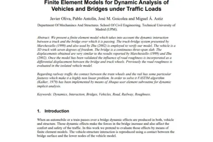 Finite Element Models for Dynamic Analysis of Vehicles and Bridges under Traffic Loads
