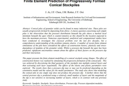 Finite Element Prediction of Progressively Formed Conical Stockpiles