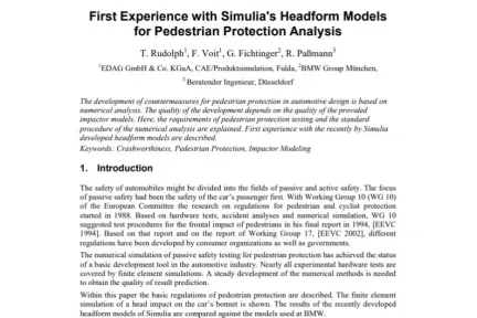 First Experience with Simulia's Headform Models for Pedestrian Protection Analysis