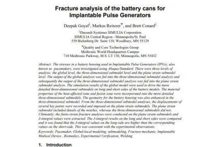 Fracture analysis of the battery cans for Implantable Pulse Generators