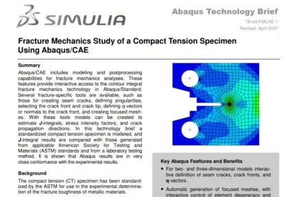 Fracture Mechanics Study of a Compact Tension Specimen Using Abaqus/CAE
