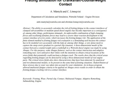 Fretting Simulation for Crankshaft-Counterweight Contact