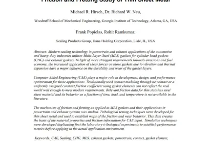 Friction and Fretting Study of Thin Sheet Metal