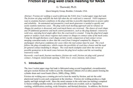 Friction stir plug weld crack meshing for NASA